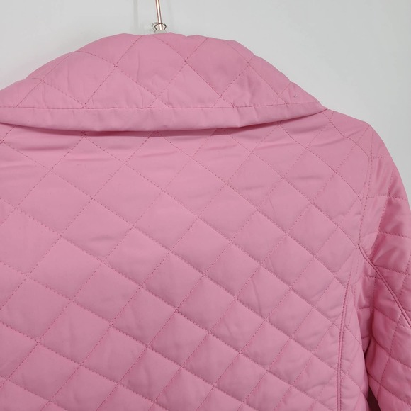 Jones New York Quilted Jacket SP Diamond Barbiecore Lightweight Button Pink Gold - Picture 10 of 12